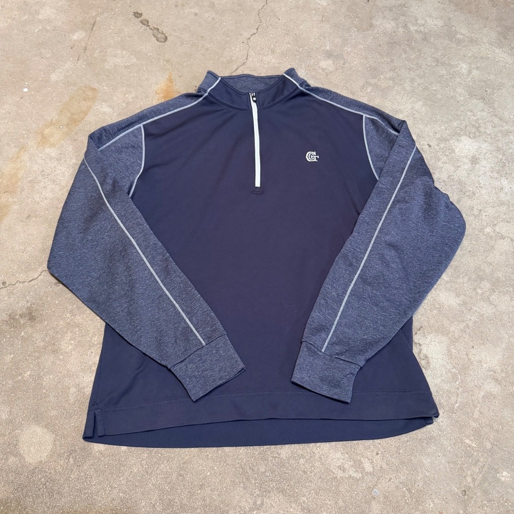 FootJoy 1/4 Zip Pullover Men Large Navy Blue Heathered Golf Shirt Long Sleeve